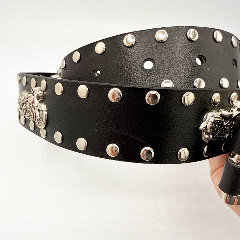 Studded Leather Bikercore Motorcycle Concho Belt - Picture 7 of 9